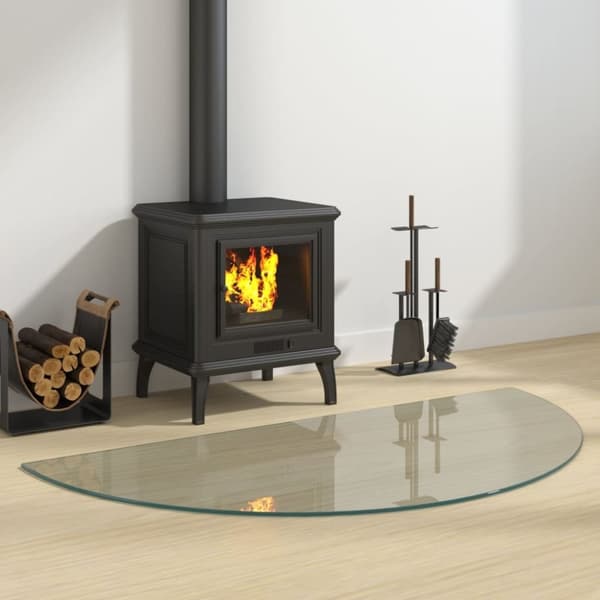 vidaXL Glasskiva för öppen spis halvrund 1200x600 mm