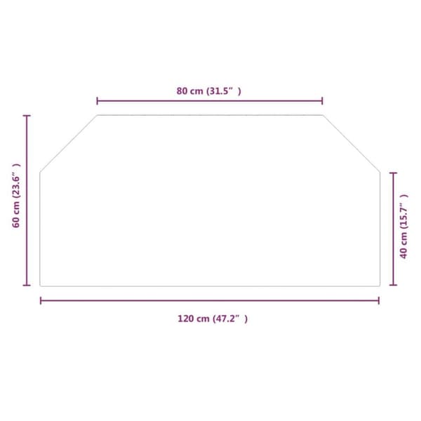vidaXL Takan lasilevy kuusikulmio 120x60 cm