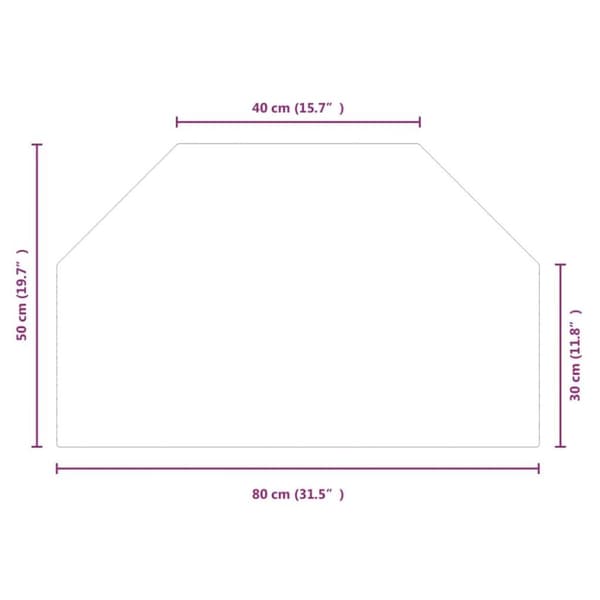 vidaXL Glasskiva för öppen spis sexkantig 80x50 cm