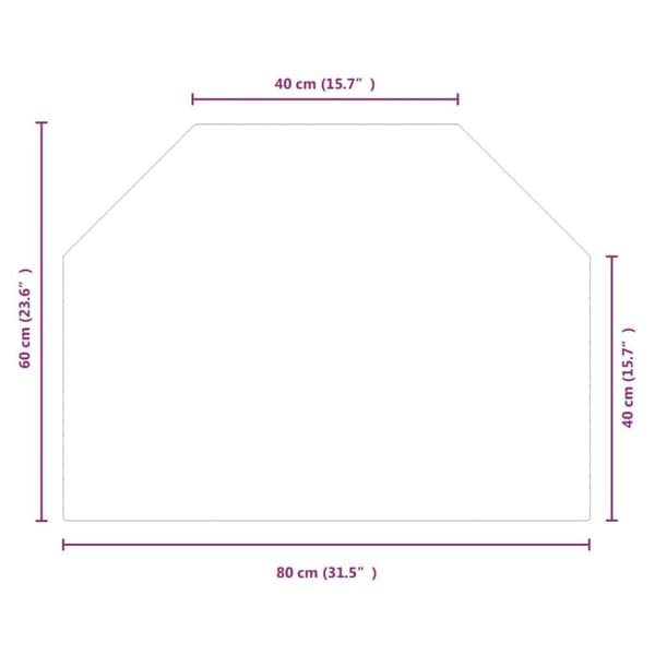 vidaXL Glassplate for peis sekskantet 80x60 cm