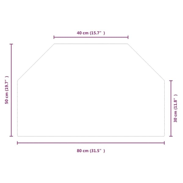 vidaXL Takan lasilevy kuusikulmio 80x50 cm