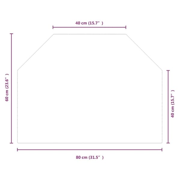 vidaXL glasplade til pejs 80x60 cm sekskantet