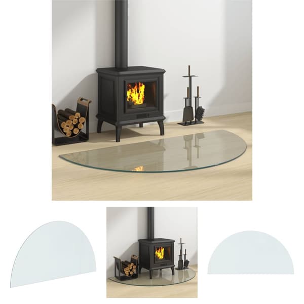 The Living Store glasplade til pejs 1200x600 mm halvrund -  Glas