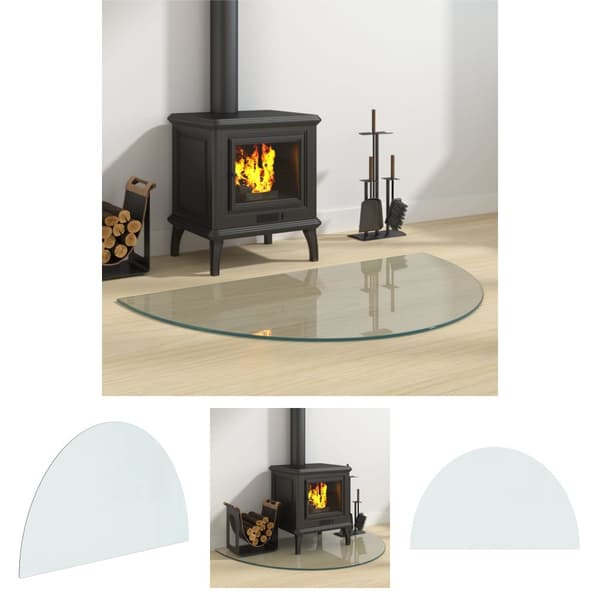 The Living Store glasplade til pejs 1000x 600 mm halvrund -  Glas