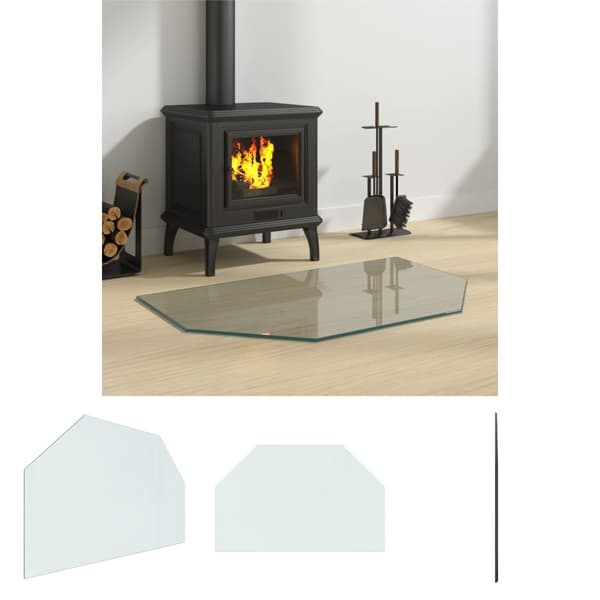 The Living Store glasplade til pejs 80x50 cm sekskantet -  Glas