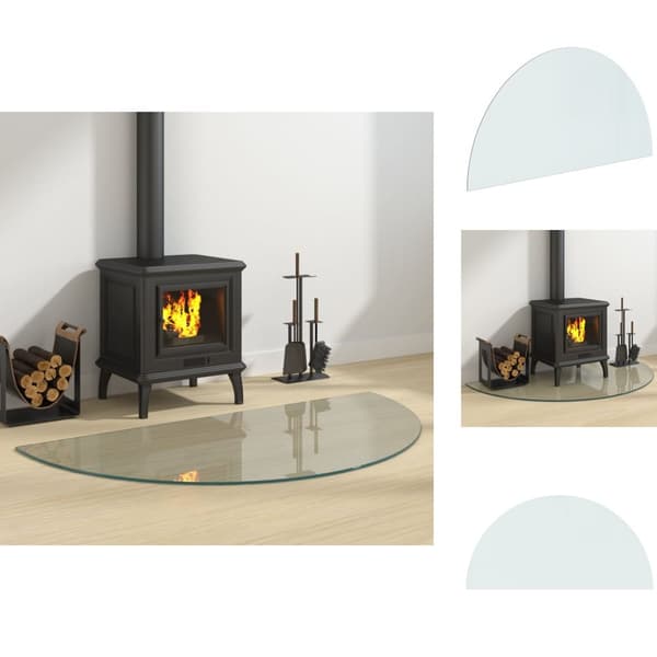 Glas - Living Glasskiva för öppen spis halvrund 1200x600 mm