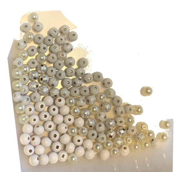 110 modepärlor vitt silver mix 6 mm
