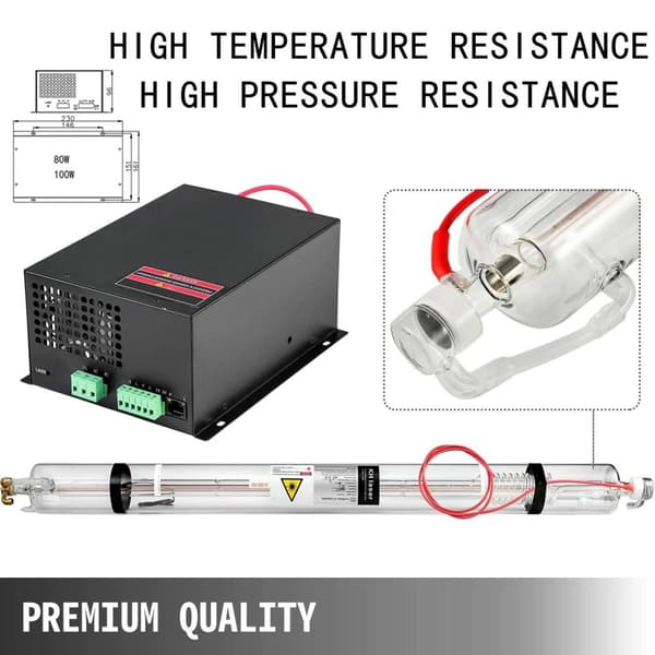 1230mm 80W TEMOO-läge CO2-glaslaserrör + 80W laserströmförsörjningssats