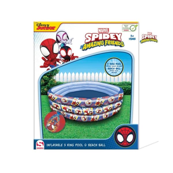 Disney Spidey and Friends 3-ringe swimmingpool + badebold mørkeblå/rød