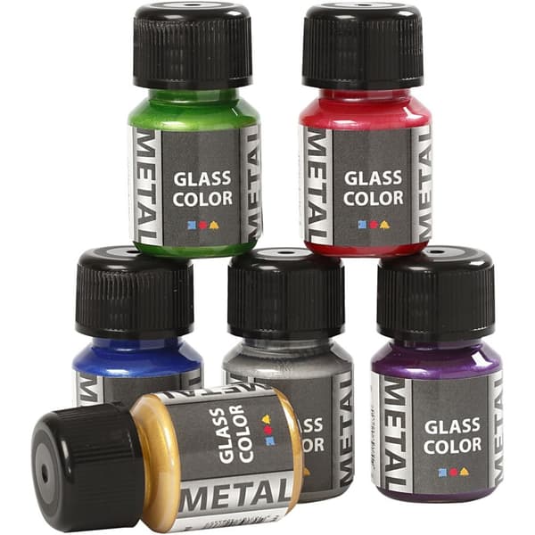 Glasfärg metall - Mixade färger - 6 x 35 ml