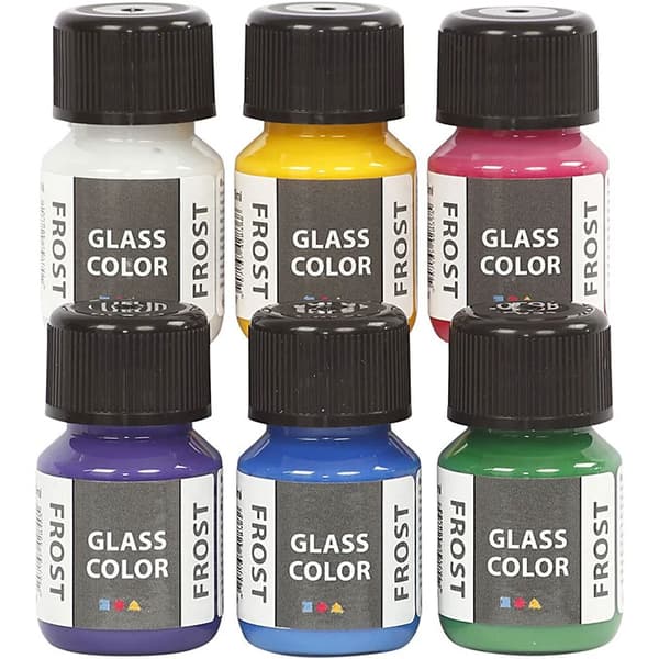 Glasfärg frost - Mixade färger - 6 x 35 ml