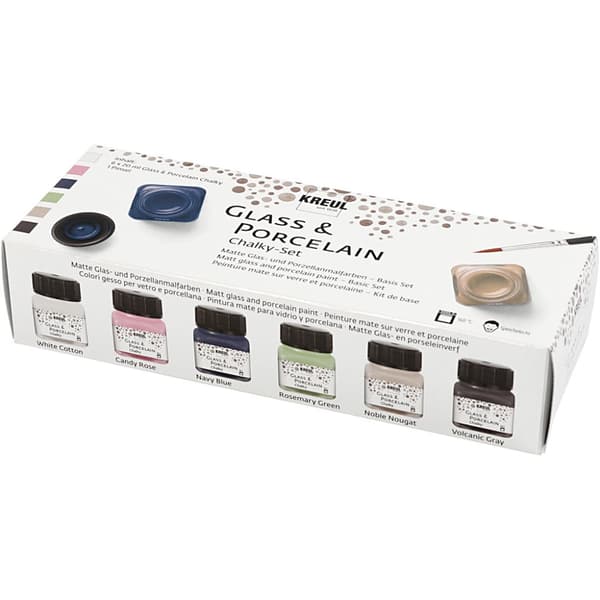 KREUL Glas och porslinsfärg - Chalky - Mixade färger - 6x20 ml