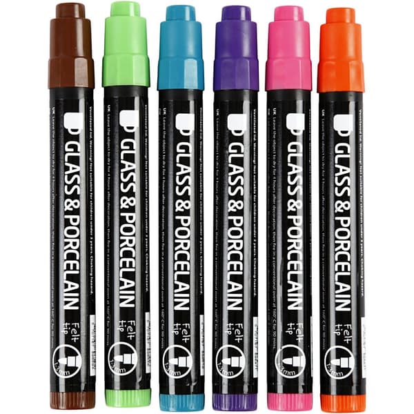 Porslin - Glaspennor - 6 st Pastell 1-3 mm - Opaque