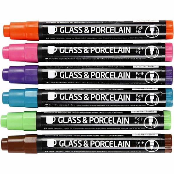 Porslin - Glaspennor - 6 st Pastell 1-3 mm - Opaque