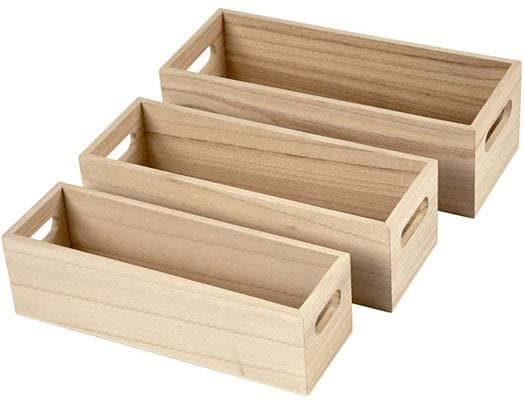 Förvaringslådor av Trä - 6,5-8,5x22-25 cm - 3 st