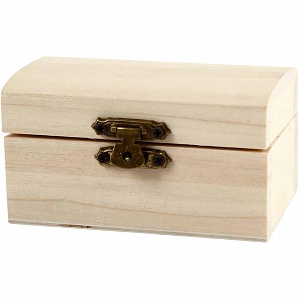 Skattkista i Trä - Smyckeskrin - stl. 9x5,2x4,9 cm - 10 st