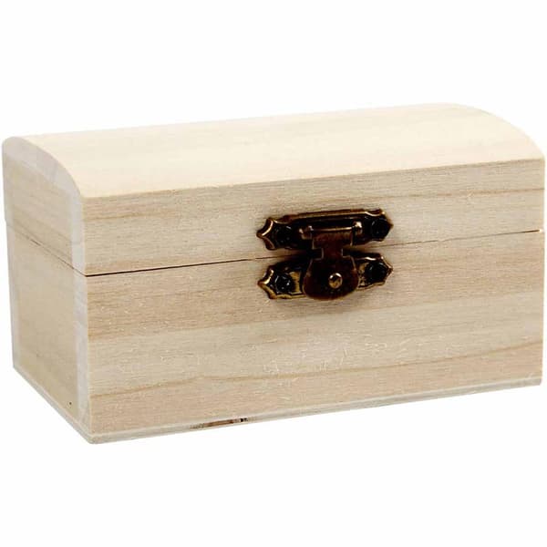 Skattkista i Trä - Smyckeskrin - stl. 9x5,2x4,9 cm - 10 st