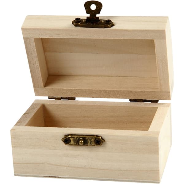 Skattkista i Trä - Smyckeskrin - stl. 9x5,2x4,9 cm - 10 st