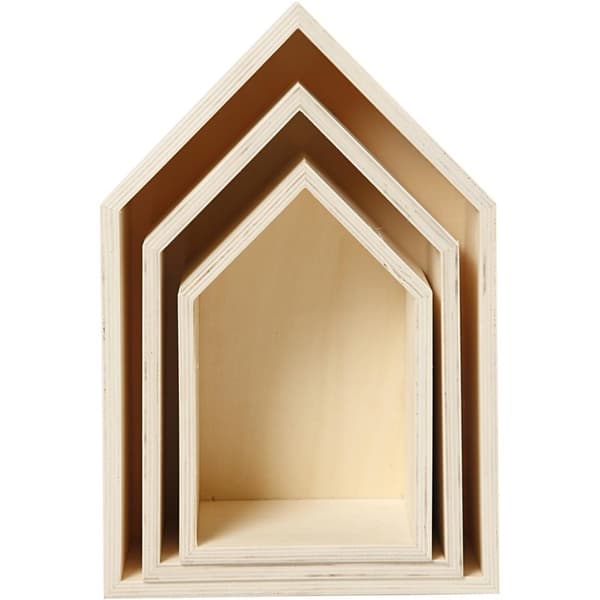 Förvaringslådor - Plywood - H: 20,3+25,3+31 cm - 3 st