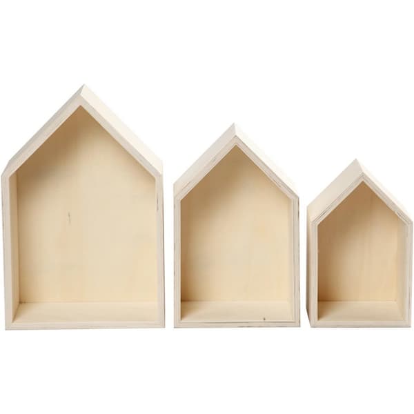 Förvaringslådor - Plywood - H: 20,3+25,3+31 cm - 3 st