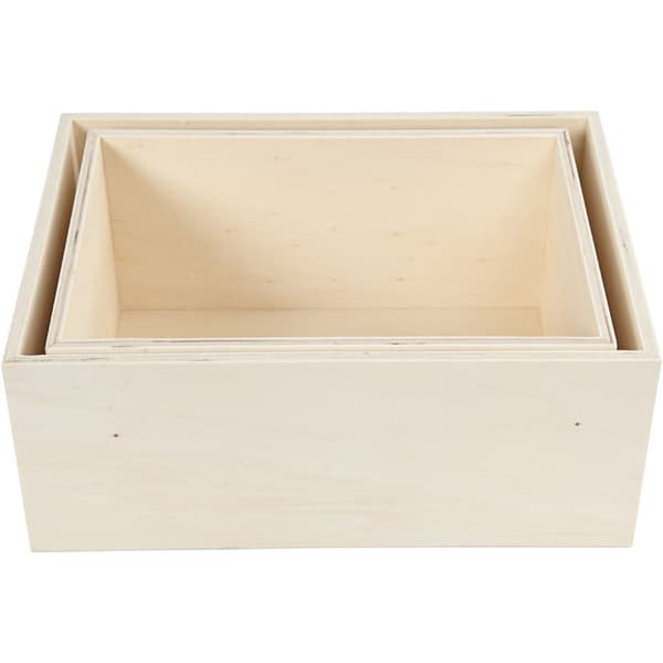 Förvaringslådor - Rektangel - Plywood - 2 st