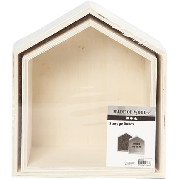 Förvaringslådor - Hus - Plywood - 2 st