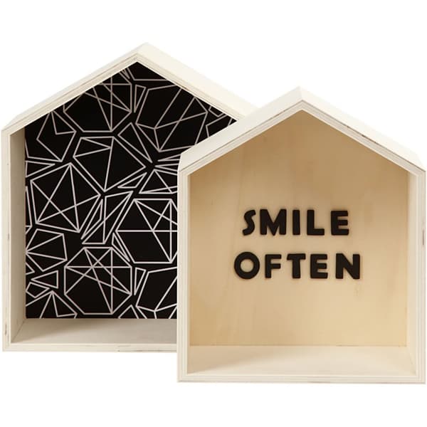 Förvaringslådor - Hus - Plywood - 2 st