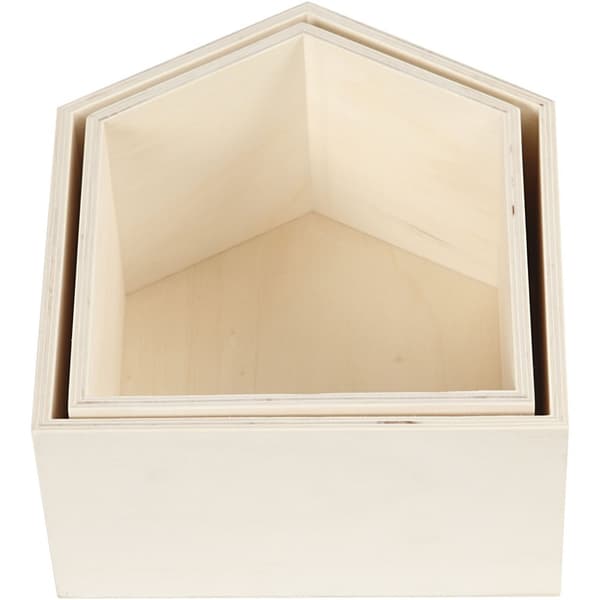 Förvaringslådor - Hus - Plywood - 2 st