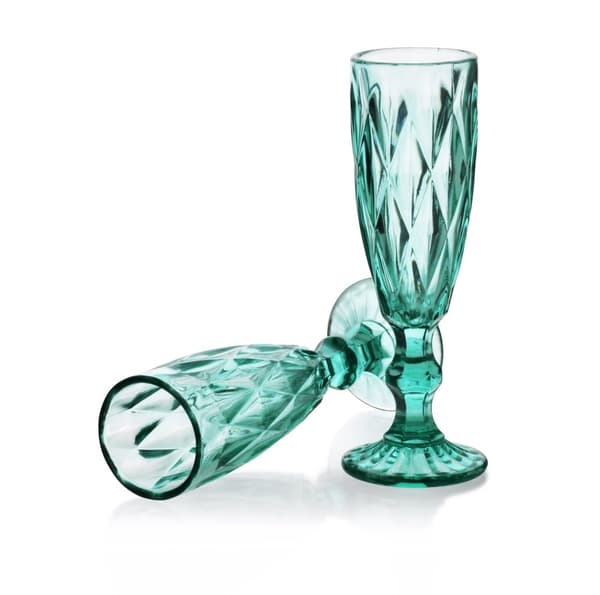 ELISE TURQUISE Sæt med 6 champagneglas, 180 ml