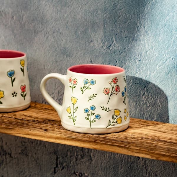 Krus | MALIS | med lyserød midte med blomster og blade | 0,35 l | 887463
