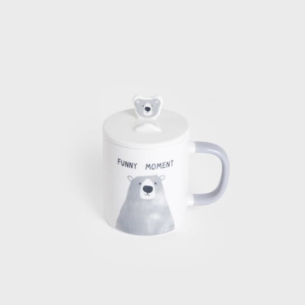 Krus | BATIS | med grå bamse og porcelænslåg | 0,35 l | 707988