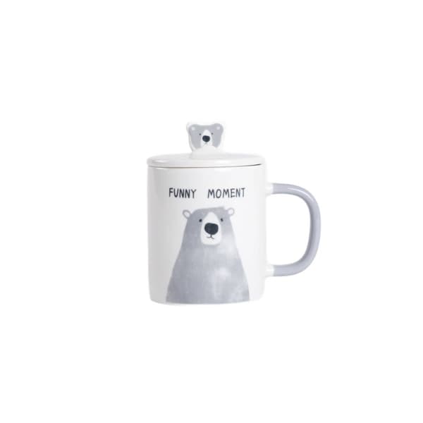 Krus | BATIS | med grå bamse og porcelænslåg | 0,35 l | 707988