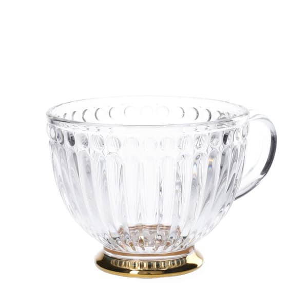 Kop | TØNDE | stribet glas med guldstilk | 0,36 l | 808086