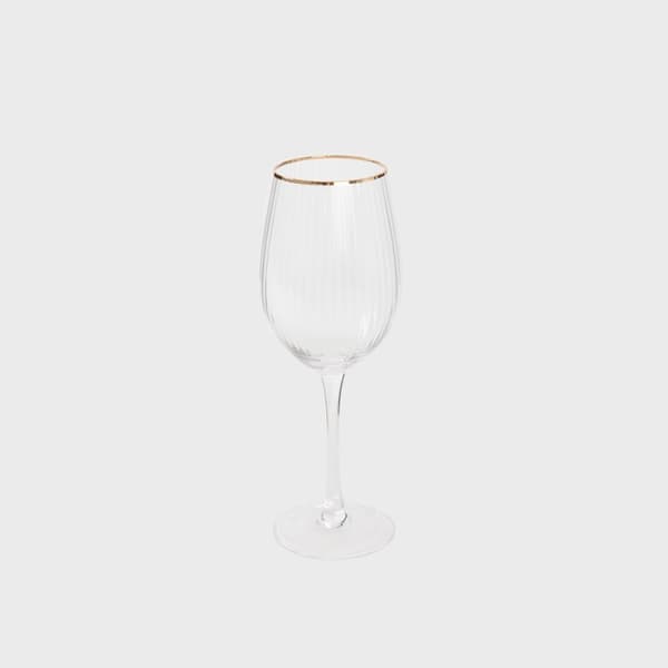 Lasi | LYNN | viinille, uritettu, läpinäkyvä, kultareunuksella | 0,5 l | 719707