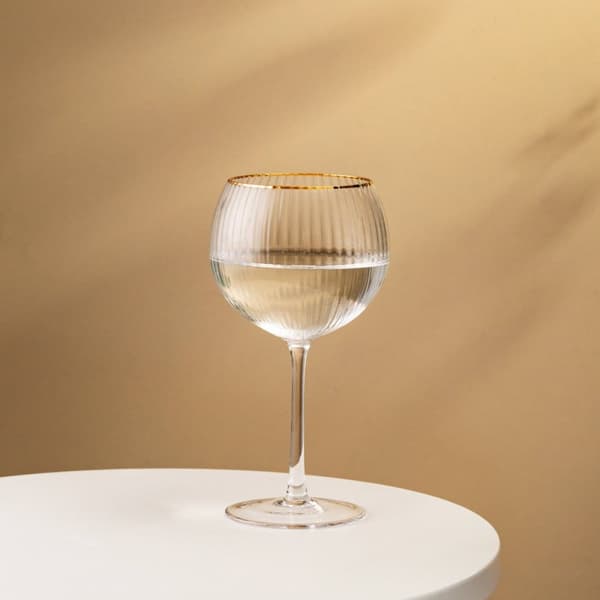Glas | LYNN | rillet gennemsigtig med guldkant | 0,55 l | 719721