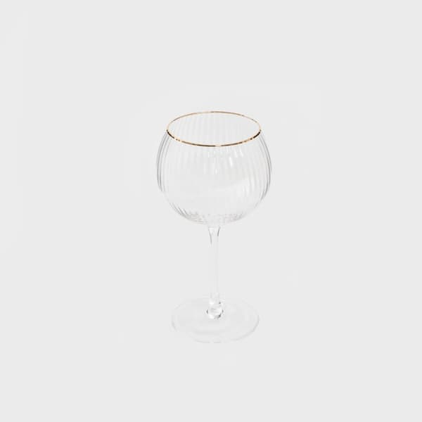 Glas | LYNN | rillet gennemsigtig med guldkant | 0,55 l | 719721