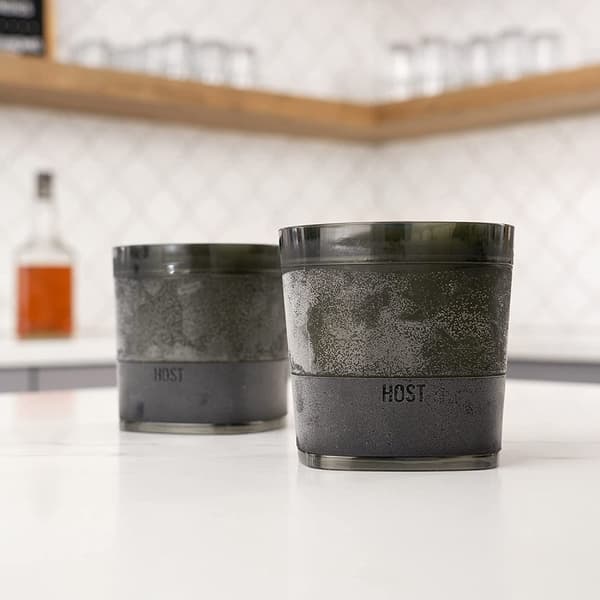HOST Freeze Cooling Cups for Whiskey, Bourbon, and Scotch, Freezer Gel Chiller Double Wall Tumblers 9 oz (266ml), Set of 2, Smoke