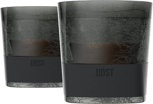 HOST Freeze Cooling Cups for Whiskey, Bourbon, and Scotch, Freezer Gel Chiller Double Wall Tumblers 9 oz (266ml), Set of 2, Smoke