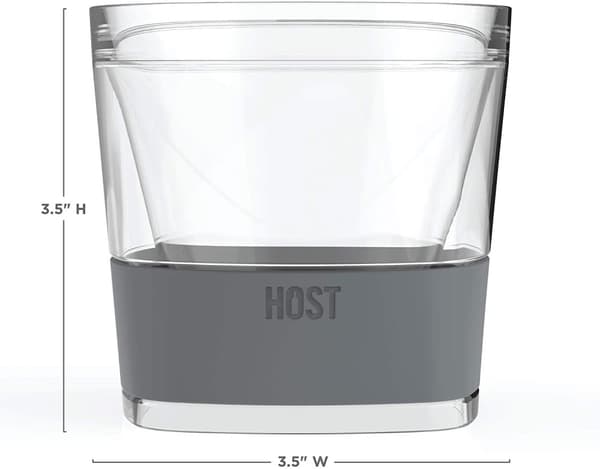 HOST Freeze Cooling Cups for Whiskey, Bourbon, and Scotch, Freezer Gel Chiller Double Wall Tumblers 9 oz (266ml), Set of 2, Grey
