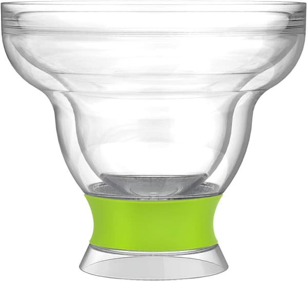 HOST Freeze Stemless Margarita Plastic Glass Insulated Gel Chiller, Double Wall Frozen Cocktail, 12 oz. (355ml), Set of 2 Cups, Green