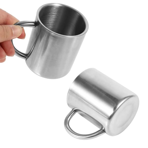 Bærbar studerende rustfrit stål dobbeltvægskrus rejse camping kaffe te mælkekop holdbar