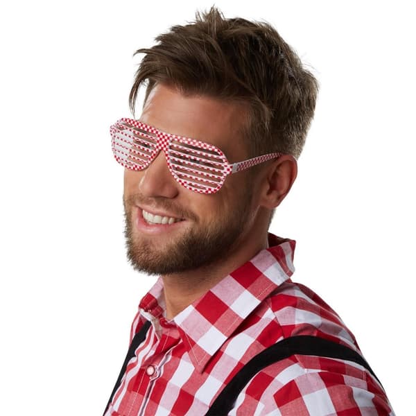 Party-gitterbriller - rød/hvid,1