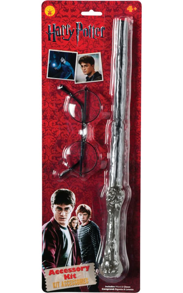 Harry potter briller (uden glas) og tryllestav