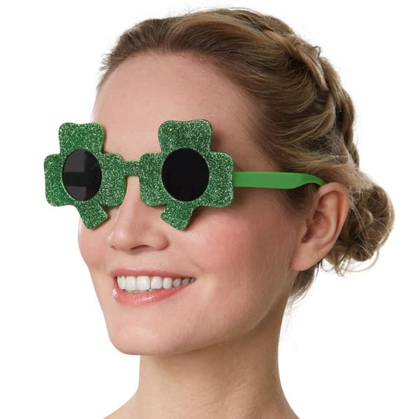 St. Patrick’s Day sjove briller kløverblade med tonede glas - grøn