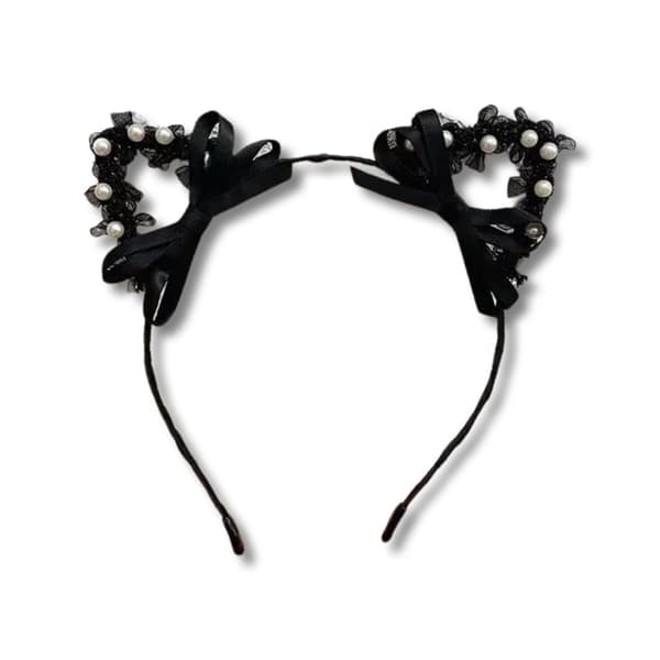 Katteører i blonder for dress up flørtende tiara rollespill fest halloween bue