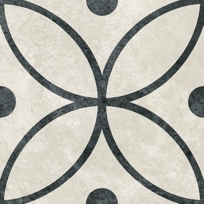 Retro Flor flise prøve - 30 x 30 cm - Hvid