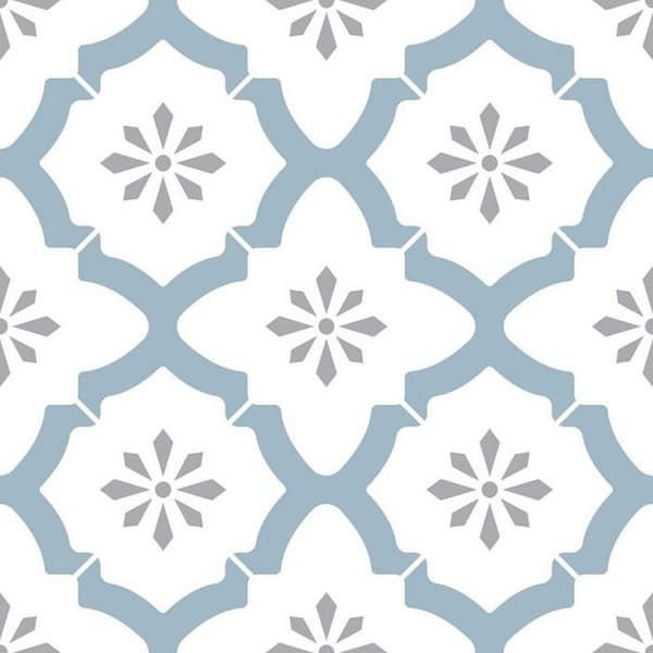 Fine Decor Floorpops Floor Tiles (Pack of 10) Blue/White 30cm x 30cm x 0.1cm