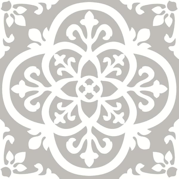 Fine Decor Medina Floor Tiles (Pack of 10) Grey/White 30cm x 30cm x 0.15cm