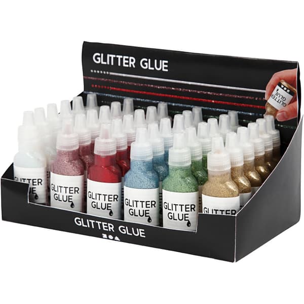 Storpack Glitterlim - Mixade Färger - 36x25 ml