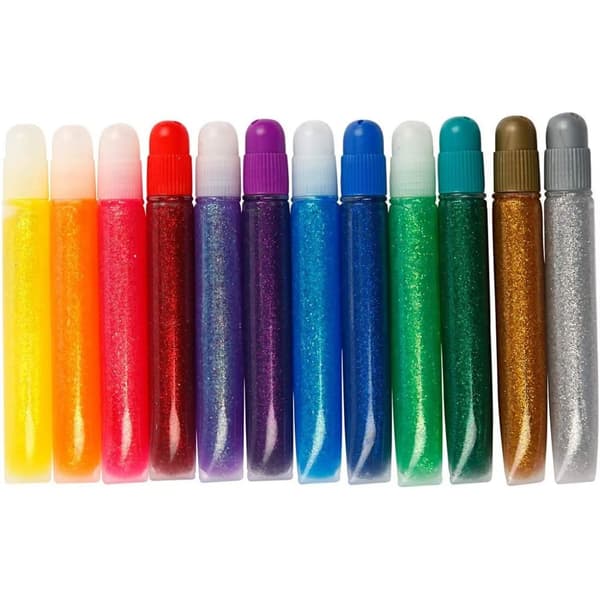 Glitterlim - Mixade färger - 12 st x 10 ml